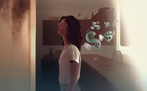 A girl looking at fridge
