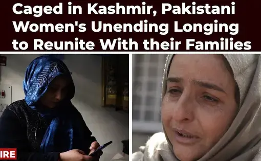 Text above two photos of different women reads: Caged in Kashmir, Pakistani Women’s Unending Longing To Reunite With Their Families.