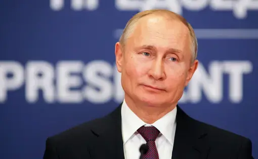 Vladimir Putin, the President of Russian Federation in press conference at the Palace of Serbia.