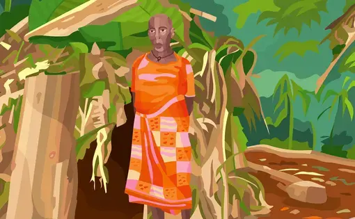 Graphic of a person in a forest