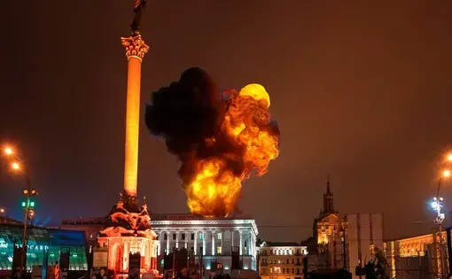 Explosions in Kyiv, Ukraine on February 24, 2022
