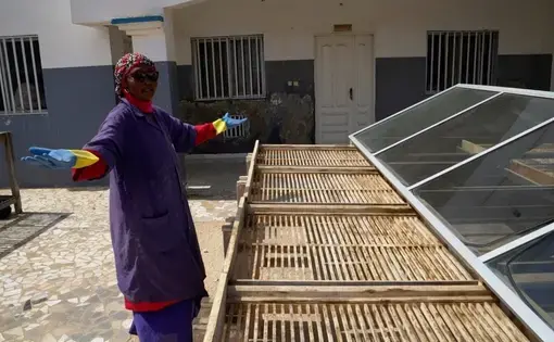 A woman at a fish farm in Senegal
