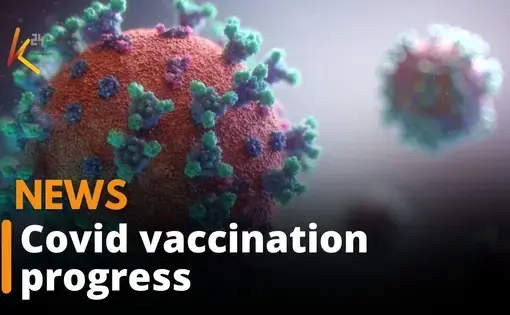 Spiked virus graphic with text that reads "NEWS Covid vaccination progress"