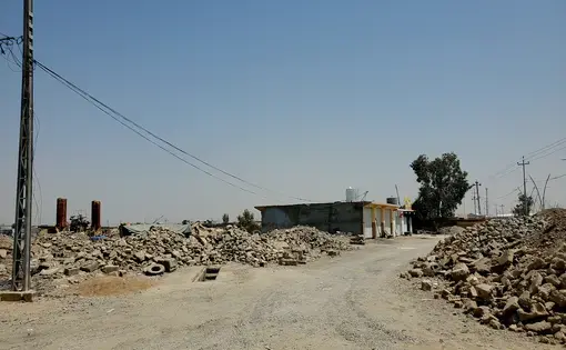 The destroyed industrial zone in Hawija