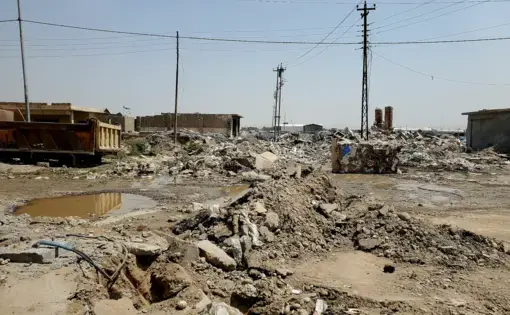 The destroyed industrial zone in Hawija