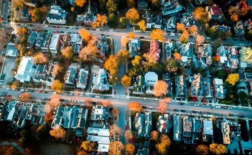 Neighborhood view from above, Norfolk, Virginia