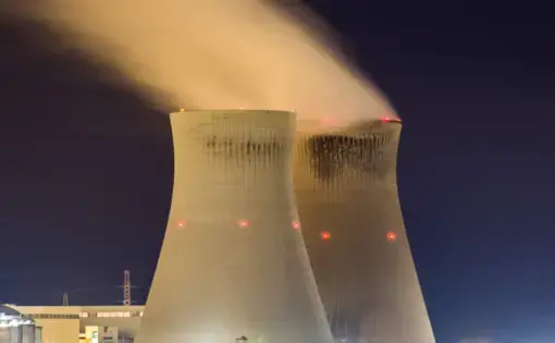 Nuclear power plant at night