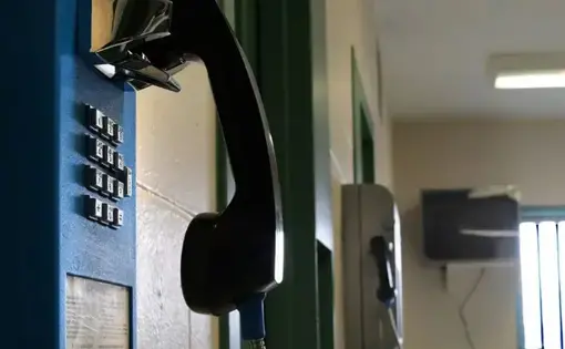 Phones within F-block at the Androscoggin County Jail in Auburn, Maine.