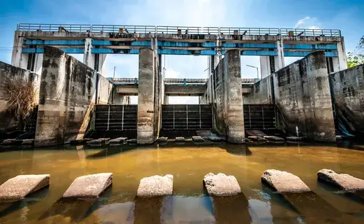 A dry dam baking in the sun