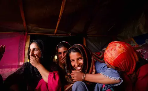 Women and girls of the Gujjar and Bakarwal tribal communities in Kashmir