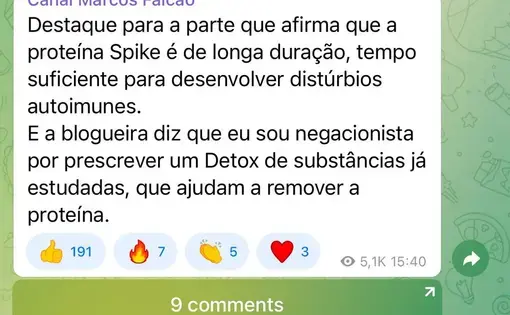 screnshot from a mobile phone of a Telegram group chat thread.