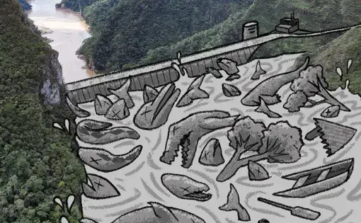 A bird's eye view of a river in the Amazon.