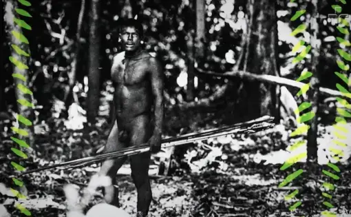 An indigenous man coming in contact with a photographer in 1973.