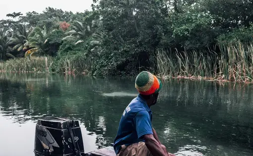 A man in a motor boat