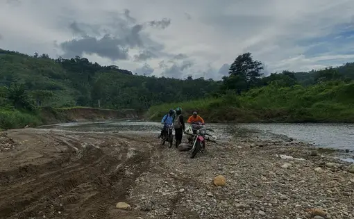 The traditional law community of Mukim Blang Birah, Peudada District, headed to the garden that borders the customary forest.