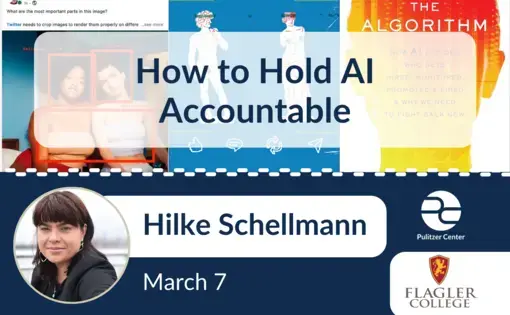How to Hold AI Accountable event with Hilke Schellmann at Flagler College