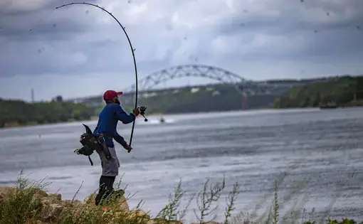 A man fishes