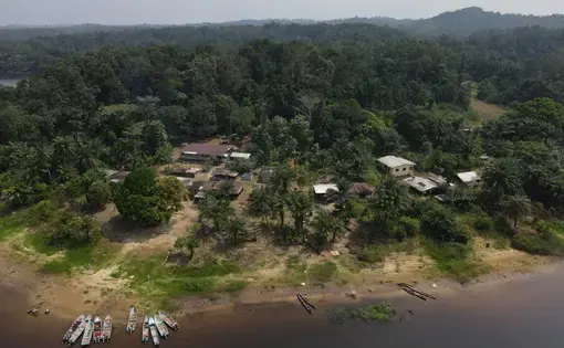An aerial shot of a forest in Central Africa.