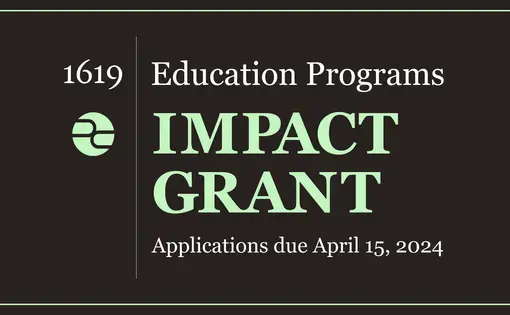 Decorative graphic reading "1619 Education Programs Impact Grant"