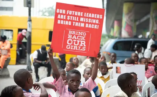 Ikoyi, Lagos/ Nigeria - December 14th, 2019 : An event organised by non governmental organisations on the missing chibok girls yet to be brought back home. Image by Alucardion/Shutterstock.