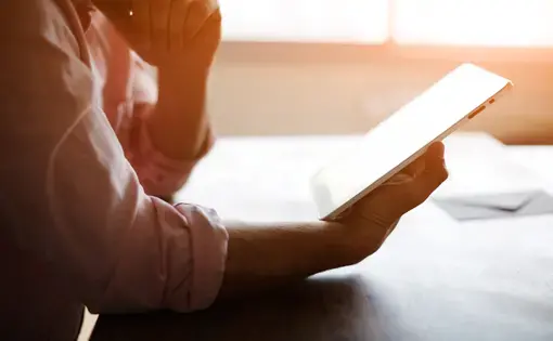 person looking at tablet device. Image by GaudiLab/Shutterstock.
