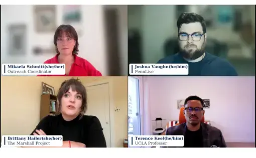 Four people on a Zoom call.