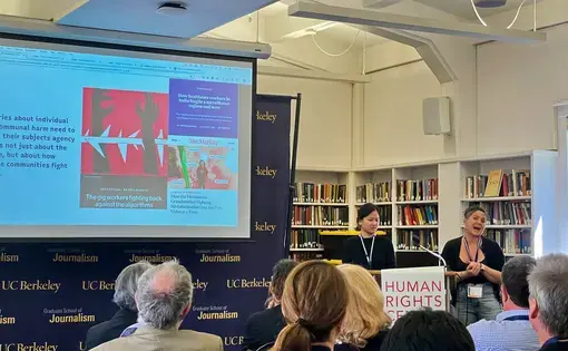 Reporters and editors attend a Pulitzer Center workshop on AI at the University of California, Berkley