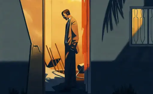 Illustration of a man in a doorway