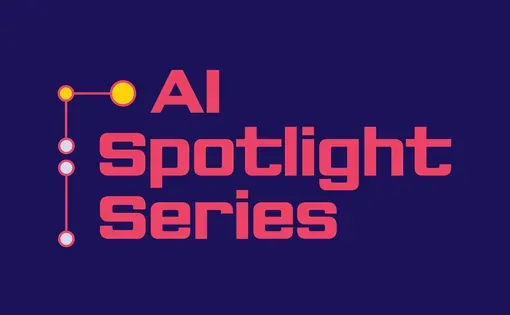 AI spotlight series logo: dark blue background with "AI Spotlight Series" in pink text