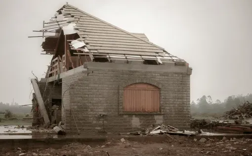 house destroyed by flooding, Brazil