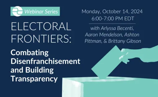 Event graphic with title and hand dropping ballot into box