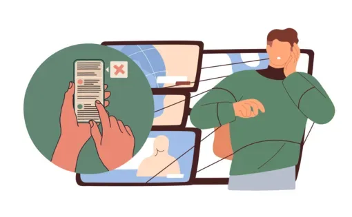 illustration showing social media misinformation