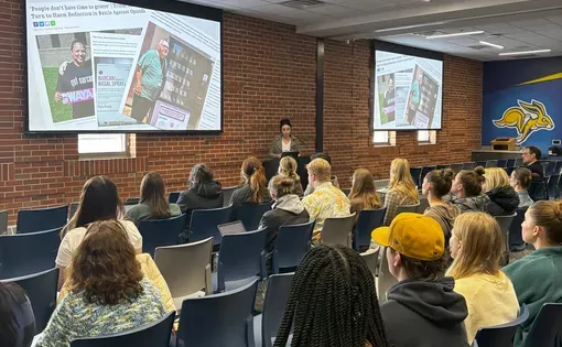 Pulitzer Center grantee Elyse Wild shared her Center-supported project on the opioid crisis in Native American communities with South Dakota State University students, faculty, and staff on April 8.