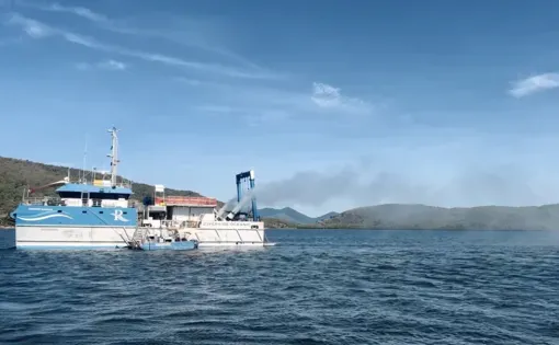 An Australian research vessel testing a localized form of climate engineering — artificial modification of the weather — to protect the Great Barrier Reef from the destructive effects of global warming