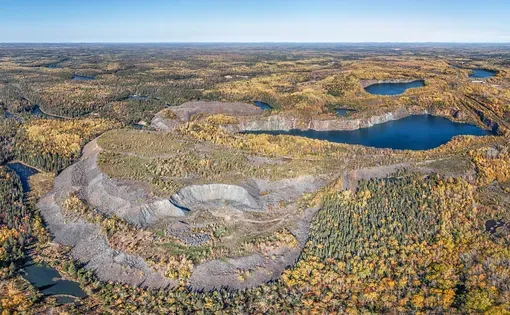 Aerial Of Mine In Northern Ontario Canada In Autumn