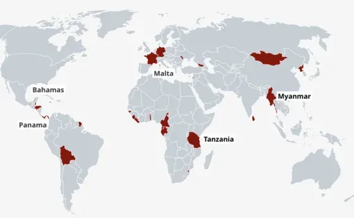 MMap of countries that offer flags of convenience