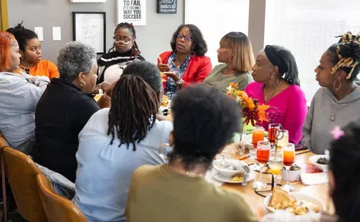 The first community engagement event, "Black Moms and Mimosas," brought nearly 20 Gary, Indiana moms together for an intimate women's health dialogue. Image by Javonte Anderson/ Capital B Gary.