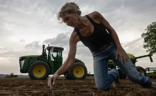 Woman digging in the ground