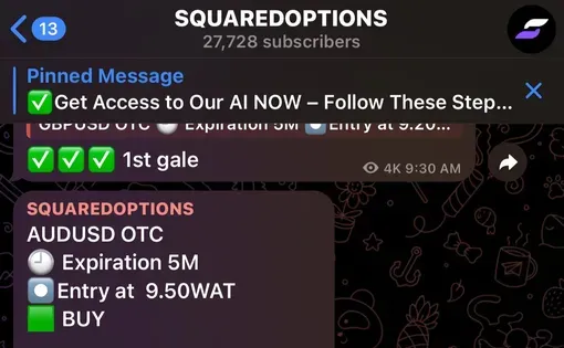 Screenshot from Telegram group of AI investing scam