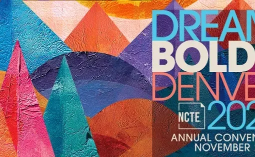 Decorative graphic for the 2025 NCTE annual convention, themed Dream Boldly Denver