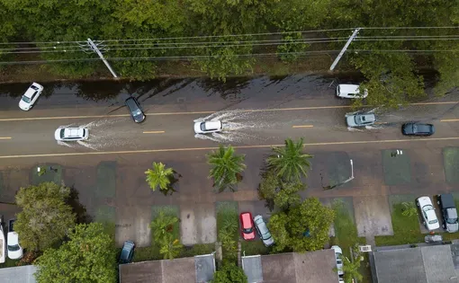 Cars on a flooded street