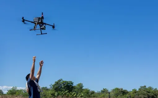 A drone flying above