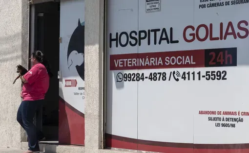 Fachada da clínica veterinária Golias, em Sepetiba, na zona oeste do Rio; instituição ligada ao hospital veterinário recebe emenda parlamentar para castração de pets de São Paulo - Eduardo Anizelli/Folhapress