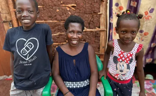 A woman and two children