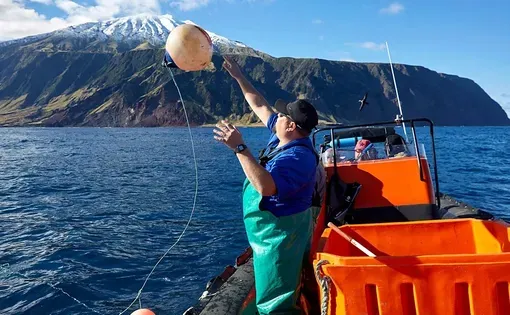 a fisher on Tristan da Cunha island