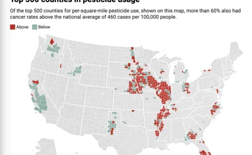 Chart depicting the top 500 counties in pesticide use