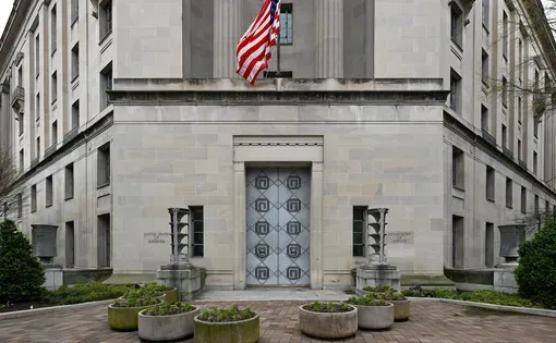 The Robert F. Kennedy Department of Justice Building. The headquarters of the United States Department of Justice. The building was completed in 1935.