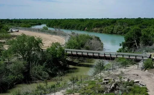 The Rio Grande is seen below the future site of the proposed Puerto Verde bridge crossing into Mexico near Eagle Pass