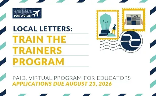 Decorative graphic reading "Local Letters: Train the Trainers Program"