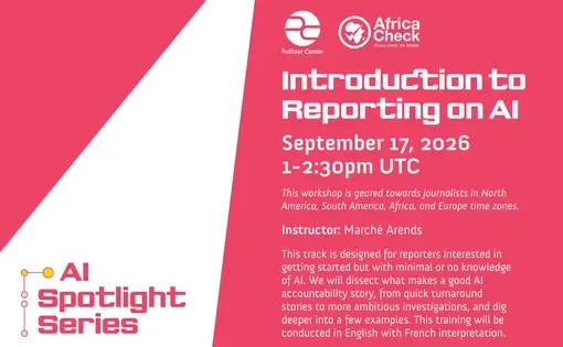 September 17 Intro to reporting on AI course for African time zones, registration required
